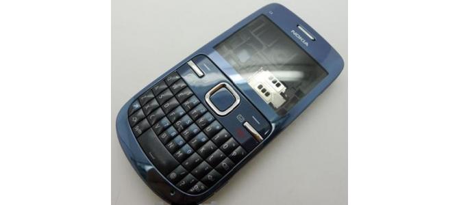 Carcasa Nokia C3 Blue ( Albastra ) ORIGINALA COMPLETA