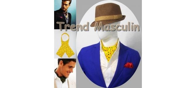 Cravata Ascot Fashion Galbena Puncte Color