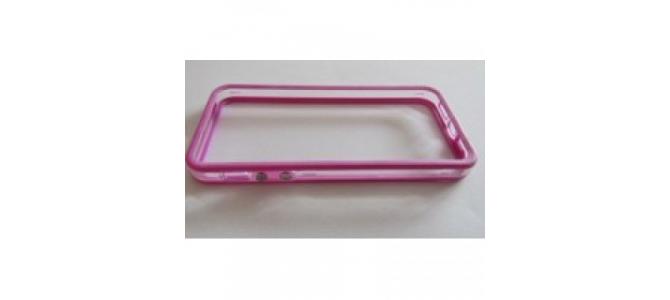 Bumper pentru Iphone 5 roz cu dunga transparenta, 10 Ron