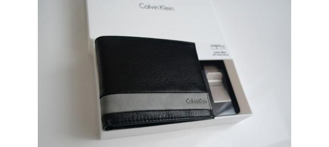Portofel Calvin Klein barbati +clips metalic bani, Original, NOU