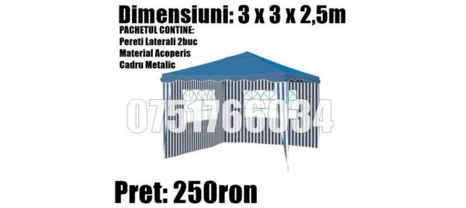 Pavilion Umbrela Cadru Metal   3x3x2,5M + 2 Pereti